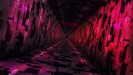 4K 3D of Game Over pink word cinematic pink dark tunnel  futuristic technology style with flare light technology tunnel abstract background. - Powered by Adobe