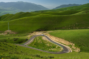 winding road in mountains 