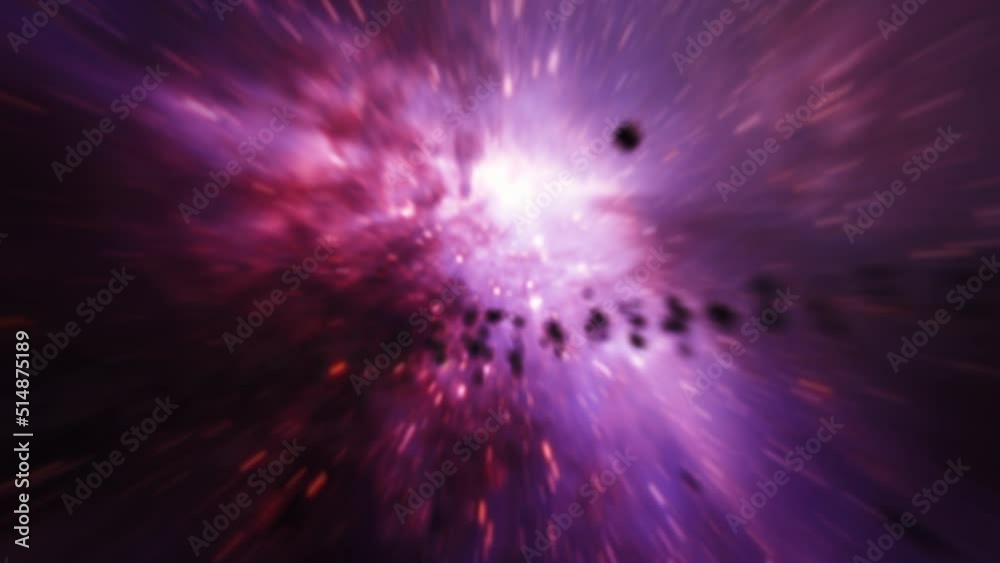 Wall mural abstract space flight into the milky way galaxy. 4k 3d rendering. hyperspace flight through space ga