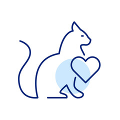Cat love icon. Pixel perfect, editable stroke line art