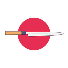 Japanese Knife Vector Icon Illustration with Outline on White Background for Design Element, Clip Art, Web, Landing page, Sticker, Banner. Flat Cartoon Style