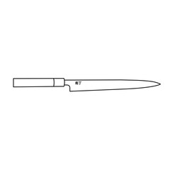 Japanese Knife Outline Icon Illustration on White Background