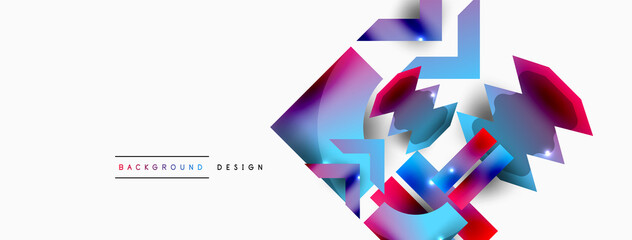 Dynamic composition, shiny geometric shapes abstract background. Trendy techno business template for wallpaper, banner, background or landing