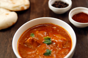 Indian chicken curry roux like tomato soup on the table