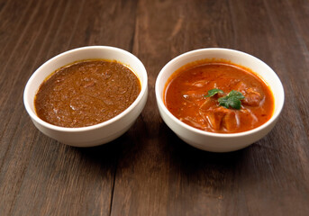 Indian chicken curry roux like tomato soup on the table