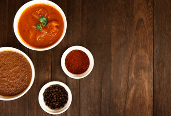 Indian chicken curry roux like tomato soup on the table
