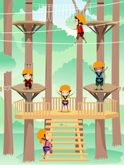 Stickman Kids Adventure Park Scene Illustration - 514882595