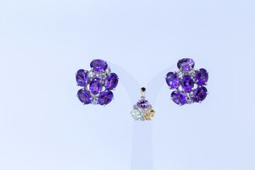 Women's earrings and accessories that has been decorated on a white screen