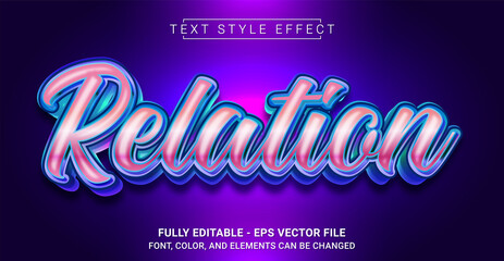 Relation Text Style Effect. Editable Graphic Text Template.