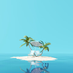 Summer vacation island on the sea. 3d rendering - obrazy, fototapety, plakaty