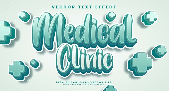 Medical Clinic Editable Vector Text Effect With Healthy Concept.