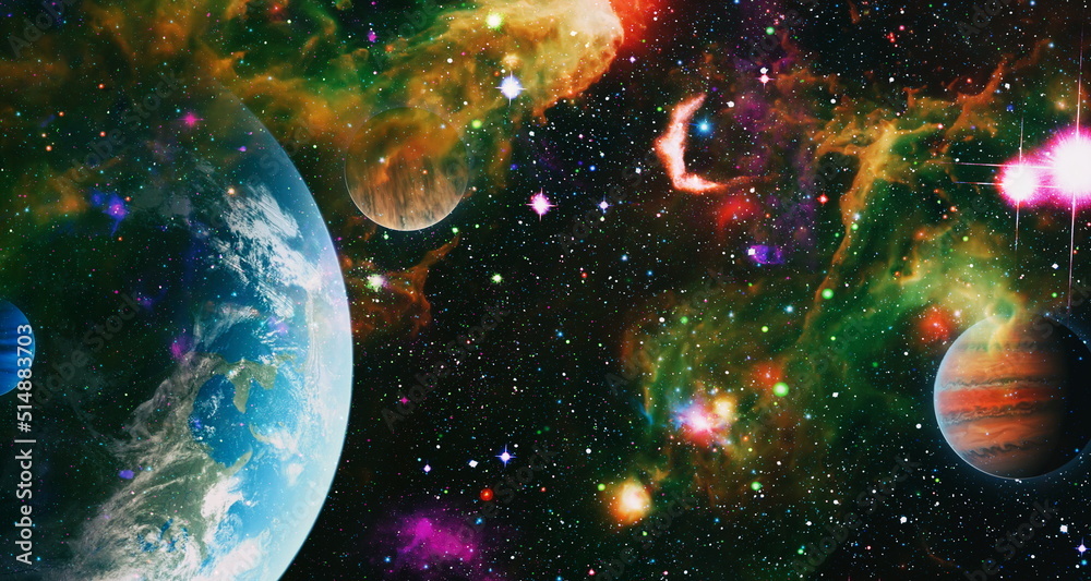 Wall mural high quality space background. bright star nebula. distant galaxy. abstract image. elements of this 