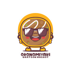 Okonomiyaki cartoon mascot. Japanese food vector illustration