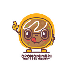 Okonomiyaki cartoon mascot. Japanese food vector illustration