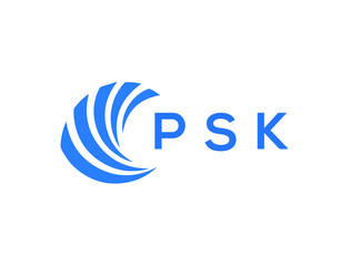 PSK Flat accounting logo design on white background. PSK creative initials Growth graph letter logo concept. PSK business finance logo design.
