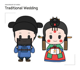 These characters are images of the bride and groom at traditional Korean weddings.