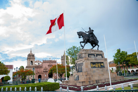 Peruvian flag red and white July 28, independence of Peru