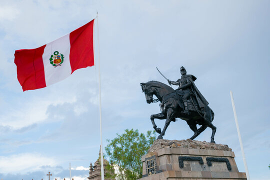 Peruvian flag red and white July 28, independence of Peru