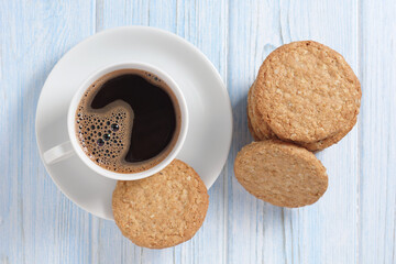 Oat cookies and cup of coffee