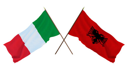 Background for designers, illustrators. National Independence Day. Flags Italy and Albania