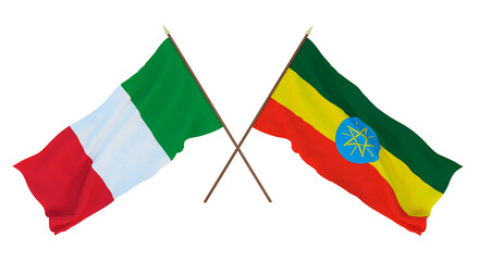 Background for designers, illustrators. National Independence Day. Flags Italy and Ethiopia