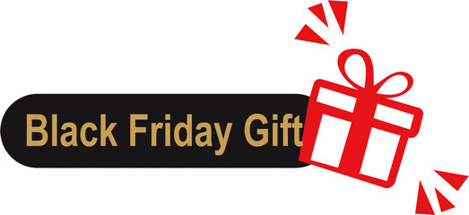 Black Friday Sale gift. Banner, poster, logo golden color on dark background vector illustration.