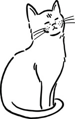 Cat Nap Animal in action Hand drawn sketch Line art Illustration