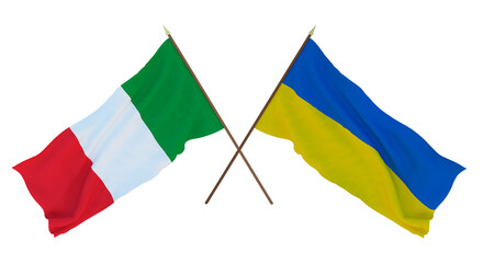 Background for designers, illustrators. National Independence Day. Flags Italy and Ukraine