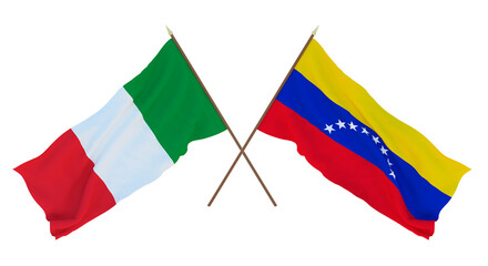 Background for designers, illustrators. National Independence Day. Flags Italy and Venezuela