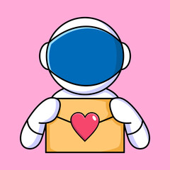 cute astronaut with email cartoon design