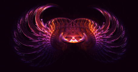 3D rendering abstract multicolor fractal light background