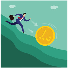 Dirham, coin Running With Businessman, UAE money sign