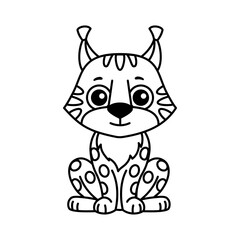 Forest animal for children coloring book. Vector illustration of lynx in a cartoon style