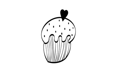 Love And Heart Hand drawn cute design for print or use as wedding ornament