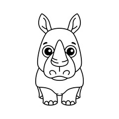 Obraz na płótnie Canvas Zoo animal for children coloring book. Funny rhino in a cartoon style