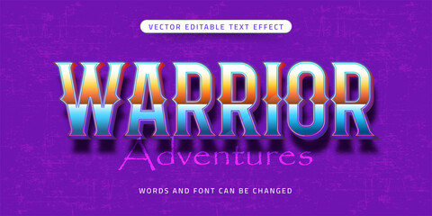 Warrior adventures text 3d style editable text effect