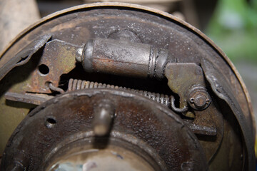 Old faulty car brake system.