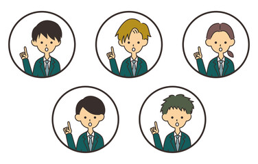 男性のビジネスマン　アイコンセット　ひらめき