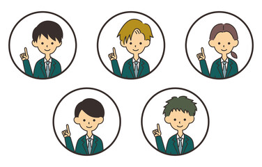 男性のビジネスマン　アイコンセット　ひらめき