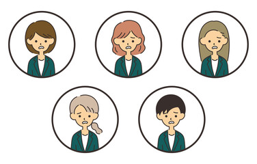 女性のビジネスマン　アイコンセット　ショック