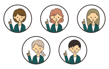 女性のビジネスマン　アイコンセット　ひらめき