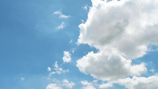 Timelapse of beautiful blue sky and white cloud with 4k resolution. The environment in the natural world.	