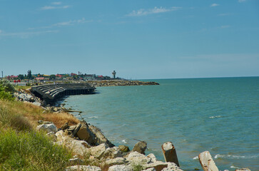 Fototapeta na wymiar seafront Kaspiysk located on the Caspian Sea