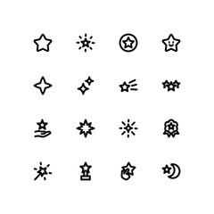 Star icon set, Minimal linear vector icons.