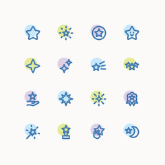 Star icon set, Minimal linear vector icons.