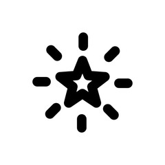 Simple glittering star icon, Vector line icon on white background.