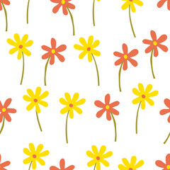 seamless cute hand drawn flowers pattern  background , greeting card or fabric