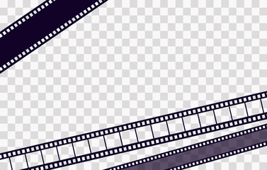 Old frame cinematic in retro style on transparent background. Vintage cinema movie strip vector illustration. Film border cinema design element