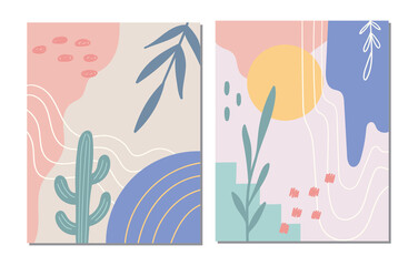 Aesthetic Wall Art Design Vector Illustration