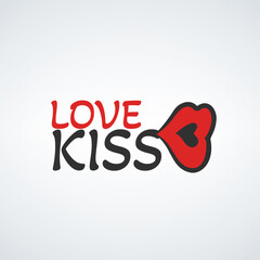vector illustration or red lips, love kiss sign. Stock vector illustration isolated on white background.